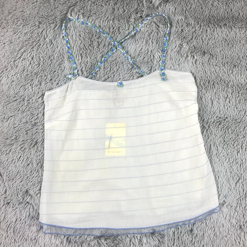 Free People White and Blue Striped Top